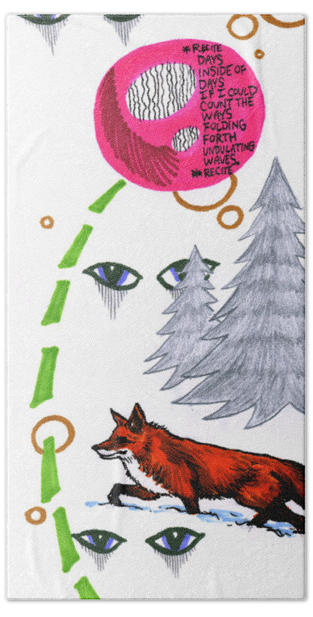 Fox Beach Towel featuring the drawing Days Inside of Days by John Ashton Golden