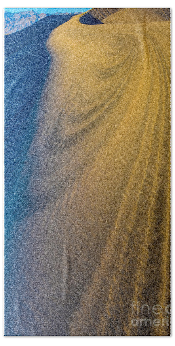 Death Valley Beach Towel featuring the photograph Death Valley Sunset Dune Wind Spiral by Gary Whitton