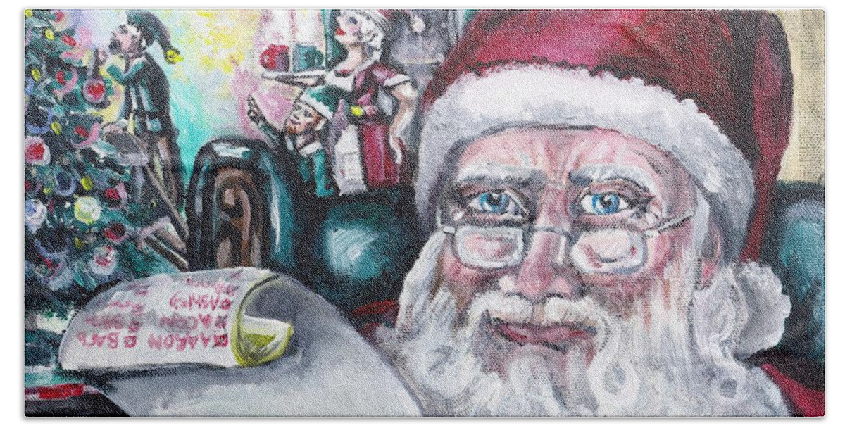 Christmas Beach Towel featuring the painting December by Shana Rowe Jackson