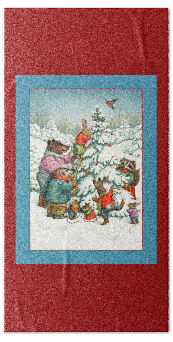 Christmas Beach Towel featuring the painting Decorating the Tree by Lynn Bywaters