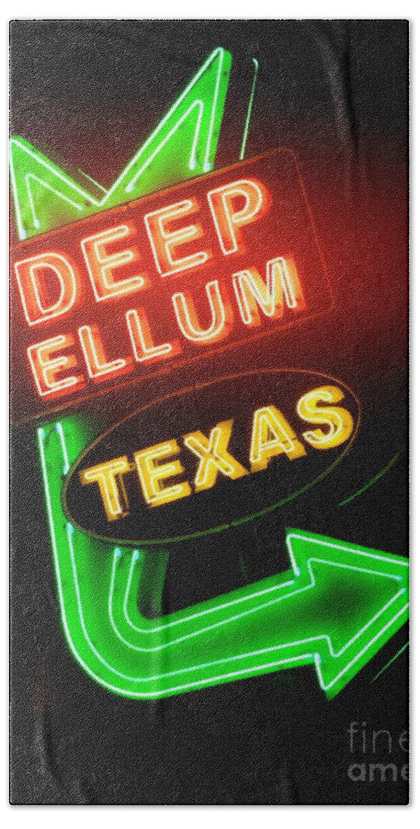 Deep Ellum Beach Towel featuring the photograph Deep Ellum Red Glow by Robert ONeil