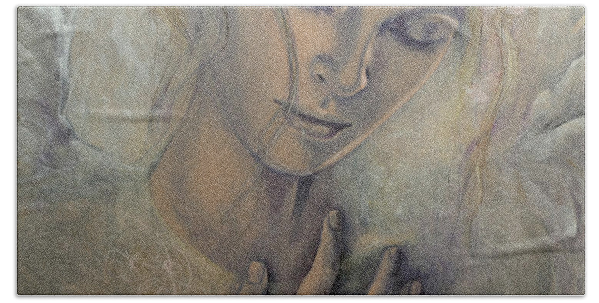 Art Beach Towel featuring the painting Deep Inside by Dorina Costras