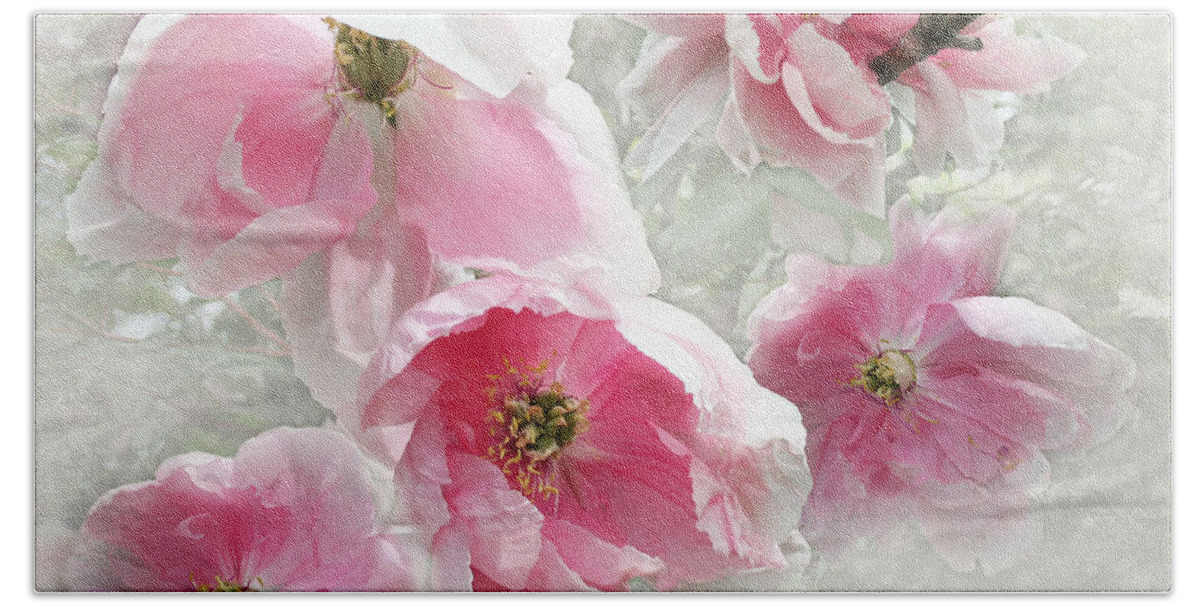 Flowers Beach Towel featuring the photograph Delicate Tree Peonies Branching Out by Barbara McMahon