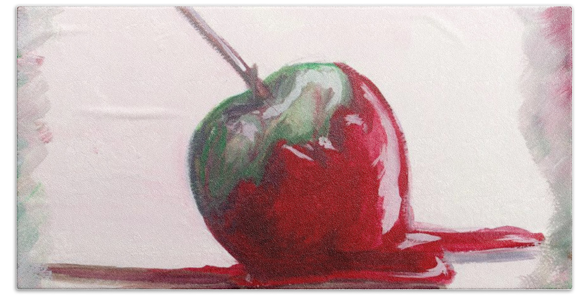 Candy Apple Beach Towel featuring the painting Delightfully Delectable 4 Candy Apple by Shana Rowe Jackson