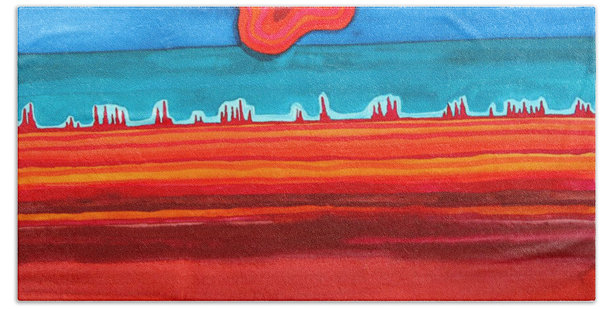 Painting Beach Sheet featuring the painting Desert Cities original painting SOLD by Sol Luckman