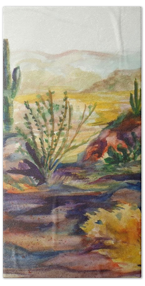 Desert Beach Sheet featuring the painting Desert Color by Charme Curtin