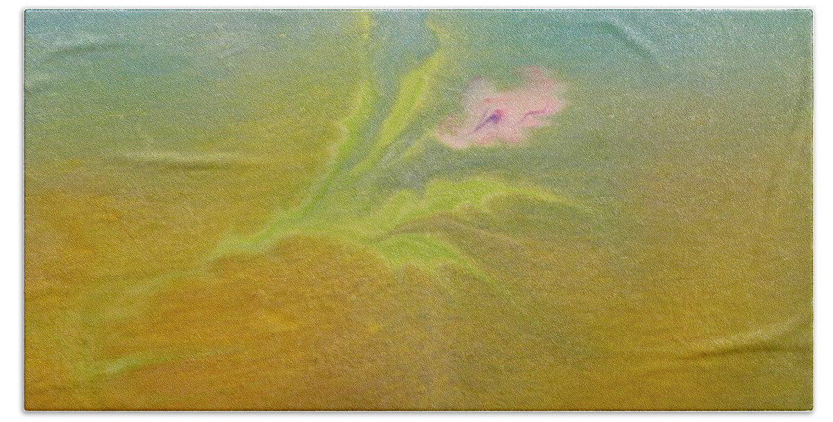 Landscape Beach Sheet featuring the painting Desert Flower by Mike Breau
