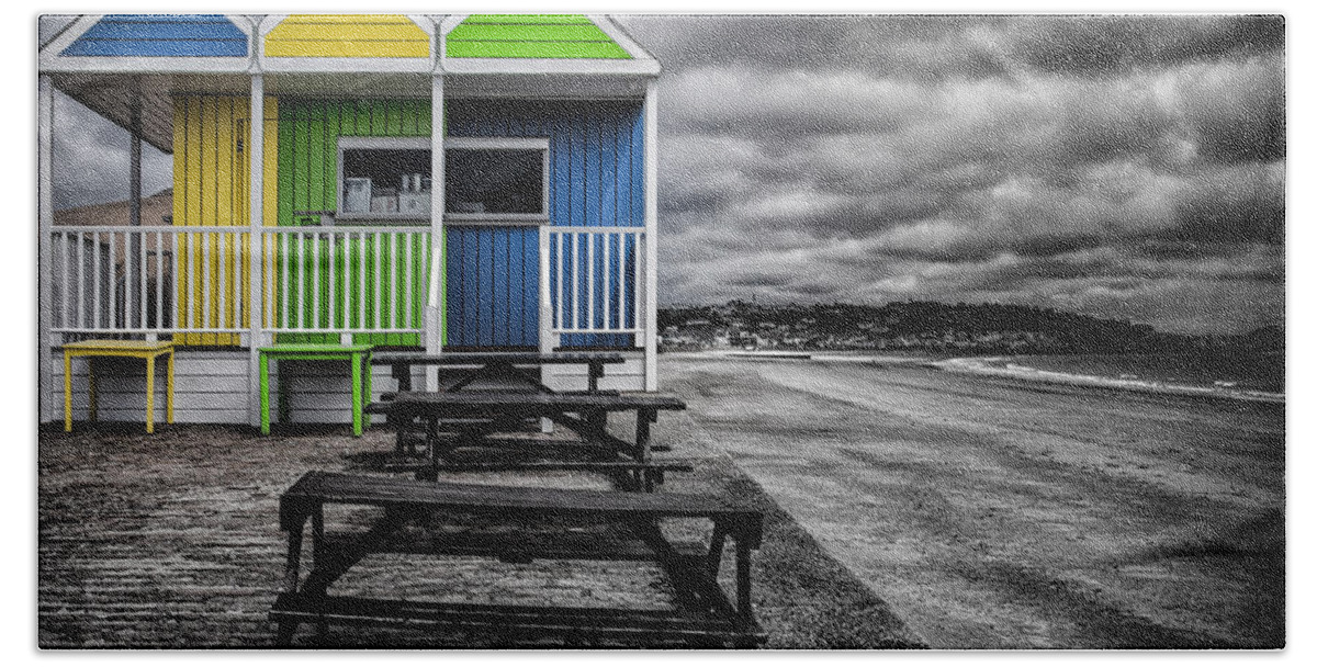 Jersey Beach Towel featuring the photograph Deserted Cafe by Nigel R Bell