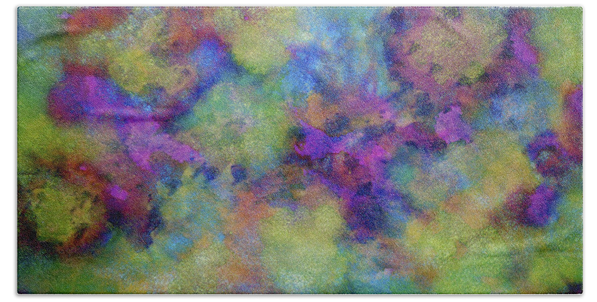 Abstract - Another Universe Beach Sheet featuring the painting Discovery by Heidi Scott