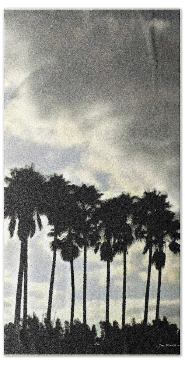 Palm Shadows Beach Towel featuring the digital art Disney's Epcot Palm Trees by Joan Minchak