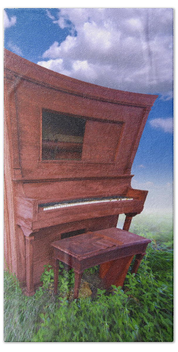 Distorted Upright Piano Beach Towel featuring the photograph Distorted Upright Piano by Mike McGlothlen