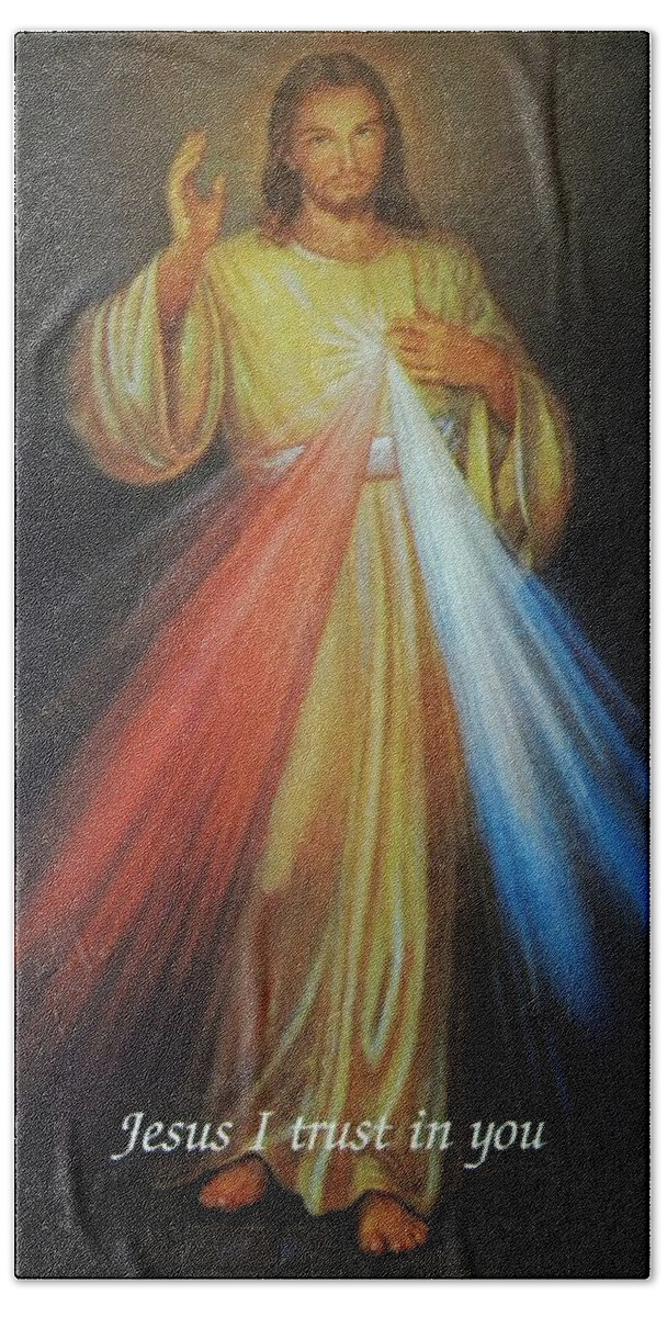 Divine Mercy Beach Towel featuring the photograph Divine Mercy Jesus by Anna Baker