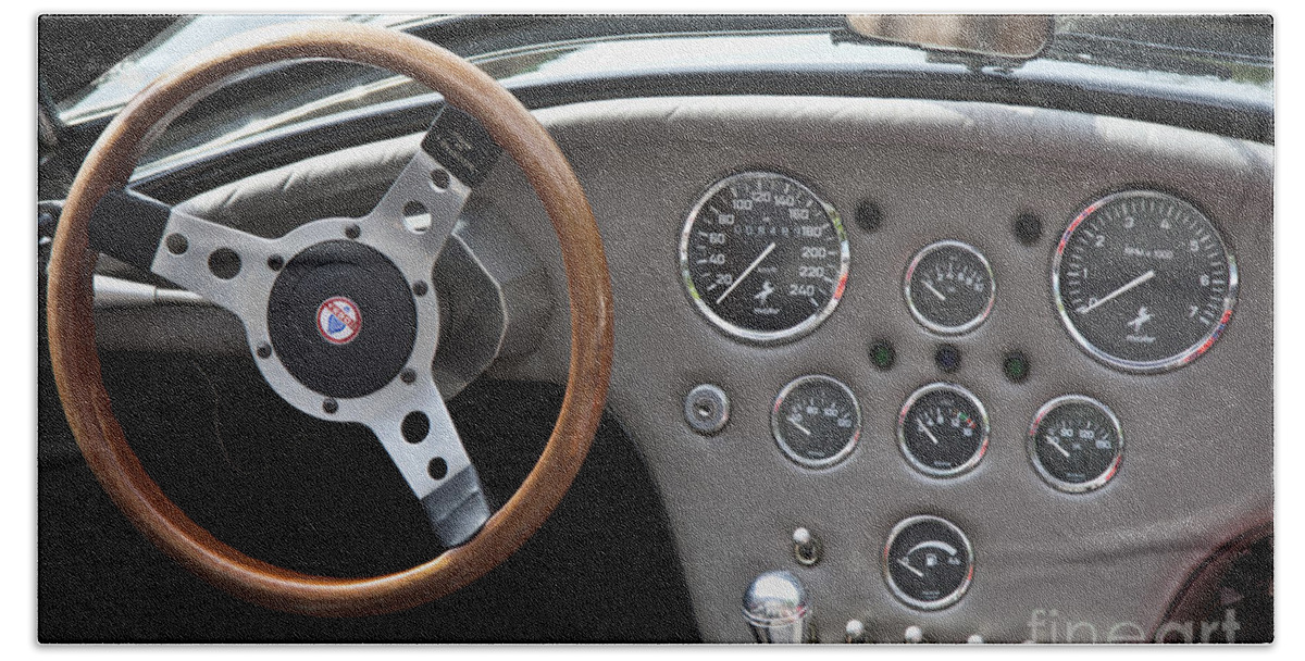 Heiko Beach Towel featuring the photograph DN-Cobra Oldtimer Steering Wheel by Heiko Koehrer-Wagner