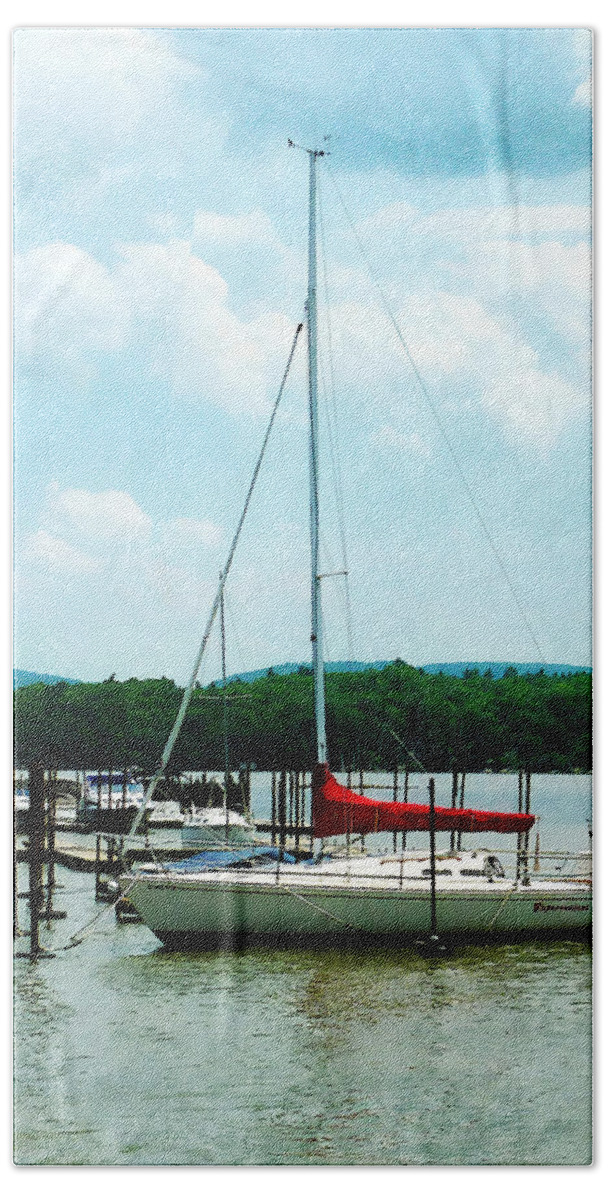 Boat Beach Towel featuring the photograph Docked on the Hudson River by Susan Savad