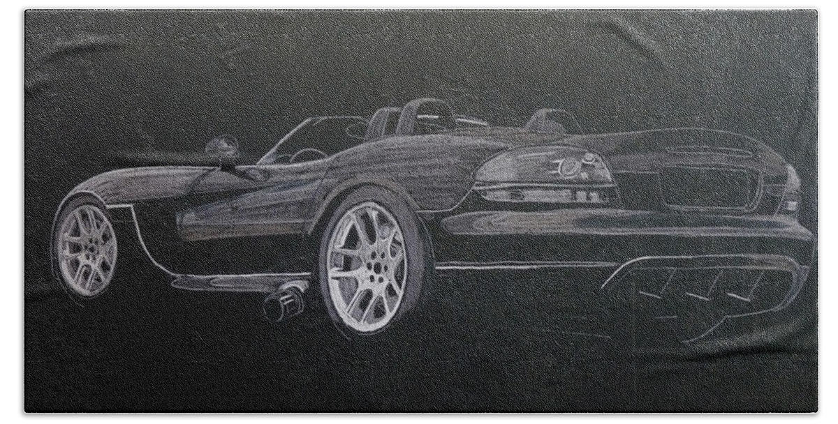 Dodge Beach Towel featuring the painting Dodge Viper Convertible by Richard Le Page