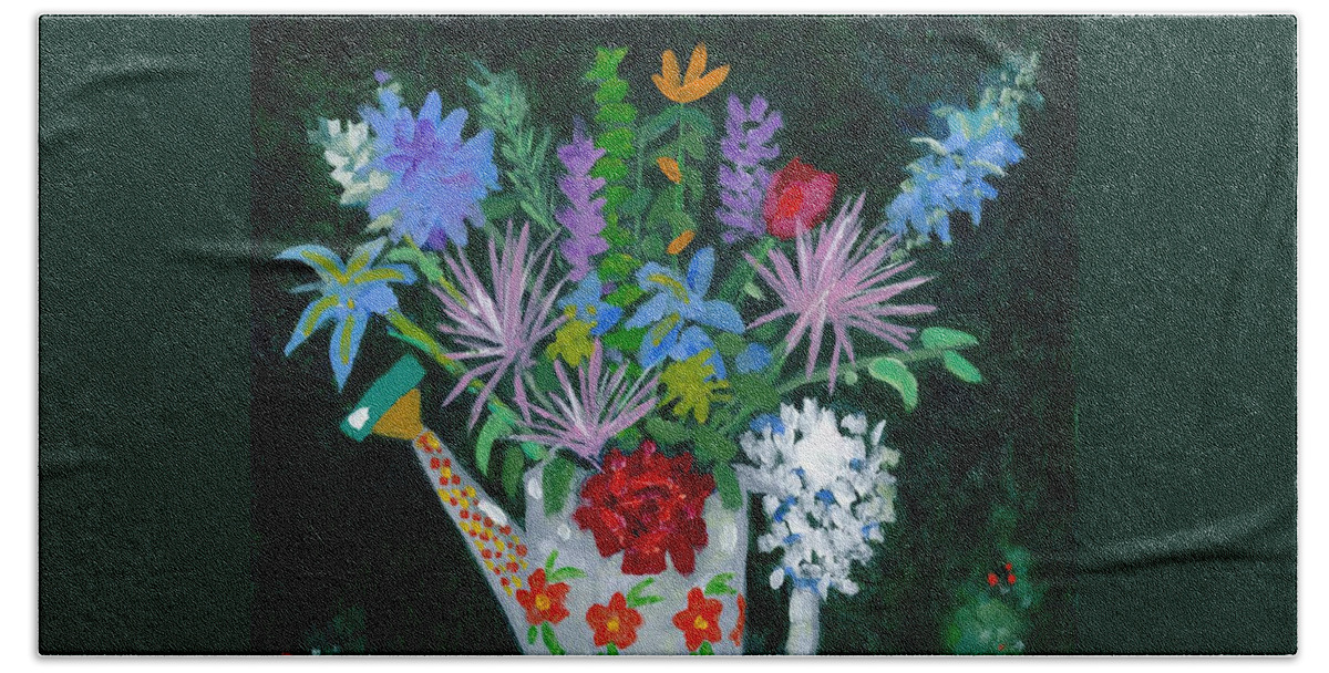 Flowers Beach Towel featuring the painting Double Duty by Adele Bower