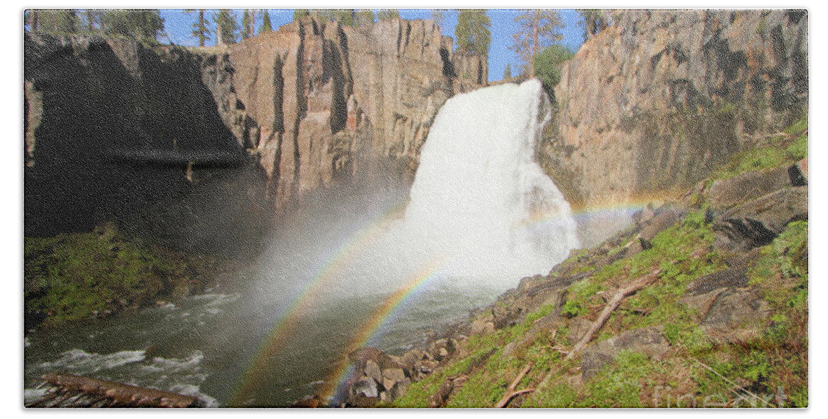 Rainbow Falls Beach Sheet featuring the photograph Double Rainbow Falls by Adam Jewell