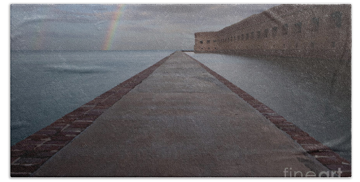 Rainbow Beach Towel featuring the photograph Double Rainbow over Fort Jefferson by Keith Kapple