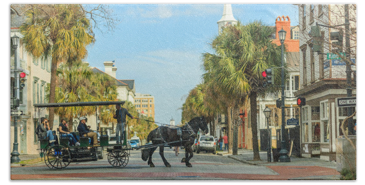 Charleston Beach Sheet featuring the photograph Downtown Charleston Stroll by Patricia Schaefer