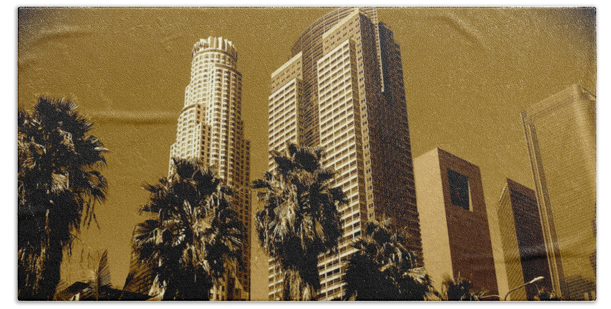 Los Angeles Prints Beach Sheet featuring the photograph Downtown Los Angeles by Monique Wegmueller