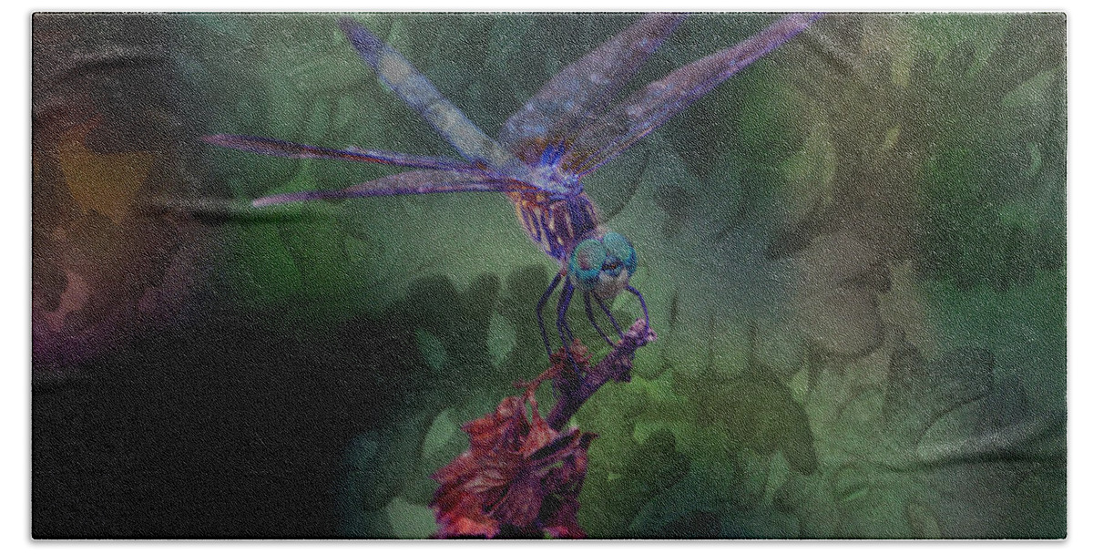 Blue Dasher Beach Towel featuring the photograph Dragonfly 4 by Lesa Fine by Lesa Fine