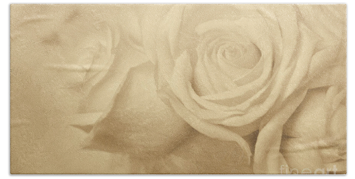 White Roses Beach Towel featuring the digital art Dreamy Roses by Jayne Carney