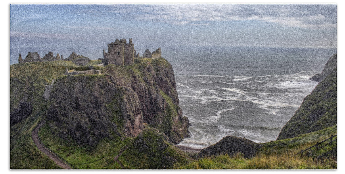 Scotland Beach Towel featuring the photograph Dunnottar Castle and the Scotland Coast by Jason Politte