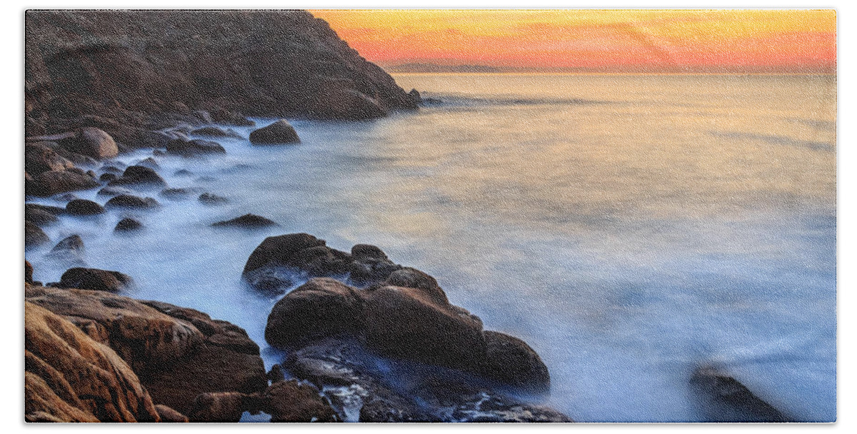 Sunset Beach Towel featuring the photograph Dusk at Coitelada Ares Galicia Spain by Pablo Avanzini