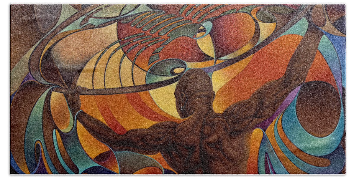 Portrait Beach Towel featuring the painting Dynamic Scorpio by Ricardo Chavez-Mendez