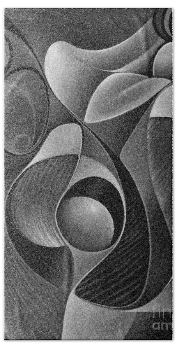 Female Beach Towel featuring the painting Dynamic Series 22-Black and White by Ricardo Chavez-Mendez
