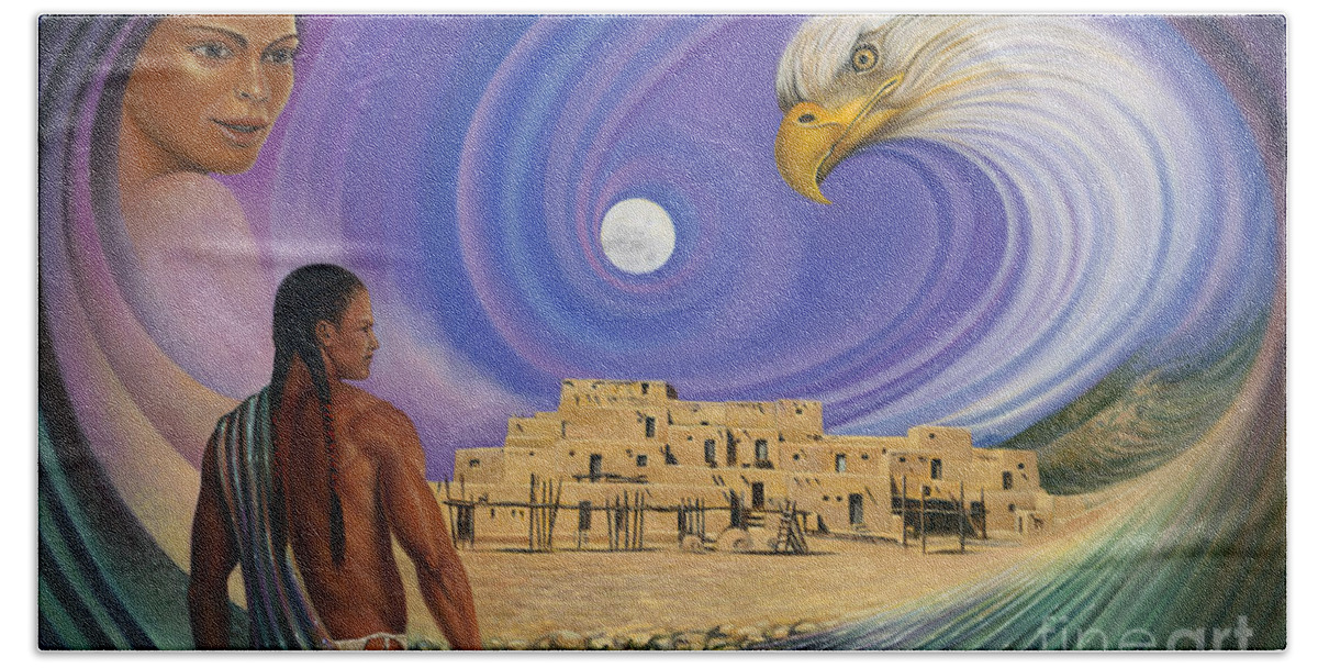 Taos Beach Towel featuring the painting Dynamic Taos I by Ricardo Chavez-Mendez