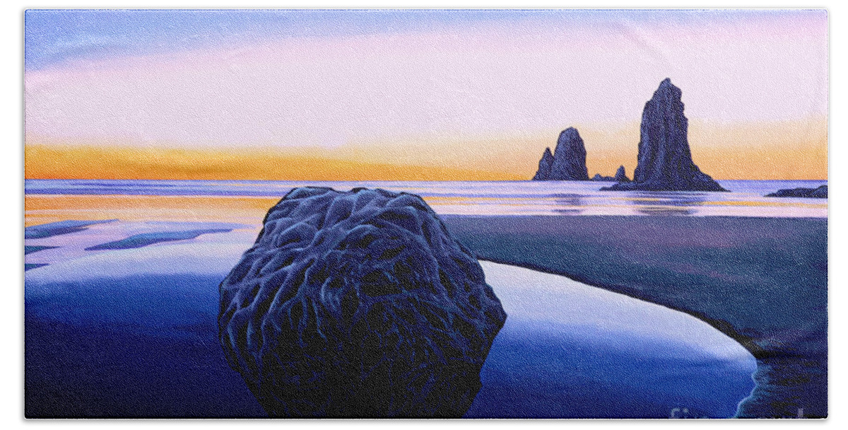 Sunset Beach Towel featuring the painting Earth Sunrise by Paul Meijering
