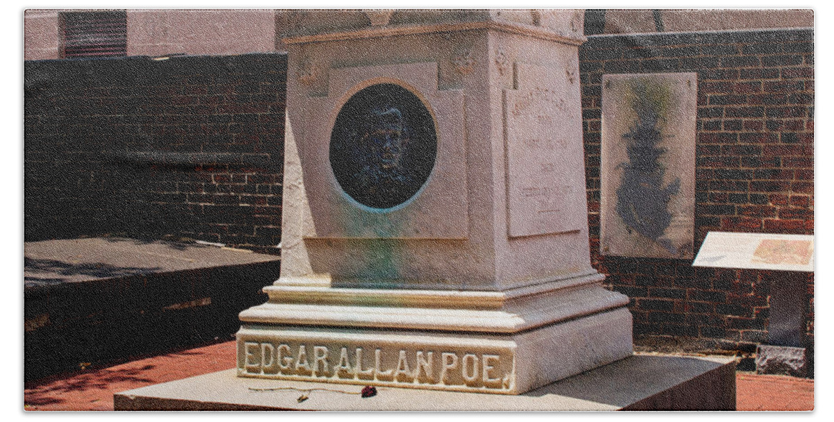 Edgar Allan Poe Beach Towel featuring the photograph Edgar Allan Poe Tomb by Bill Swartwout