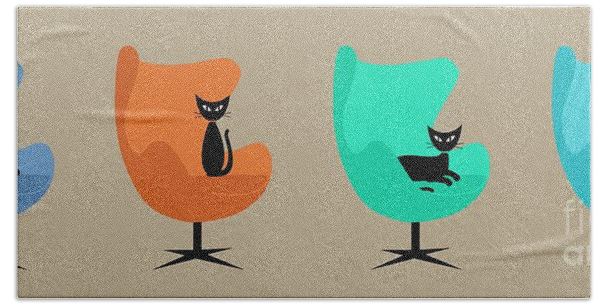 Mid Century Beach Towel featuring the digital art Egg Chairs by Donna Mibus