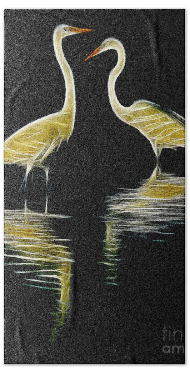Abstract Beach Towel featuring the photograph Egret Pair by Jerry Fornarotto