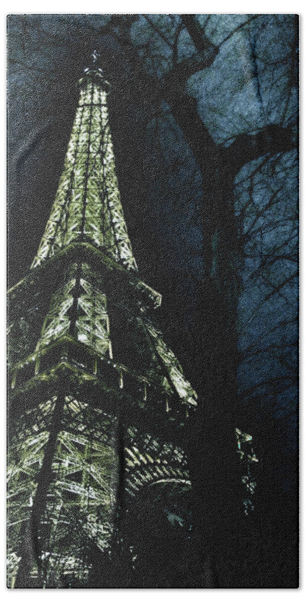 Eiffel Beach Towel featuring the photograph Eiffel Tower at Moonlight by Marianna Mills