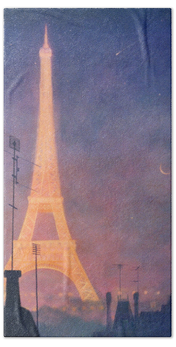 Paris Beach Towel featuring the painting Eiffel Tower by Blue Sky