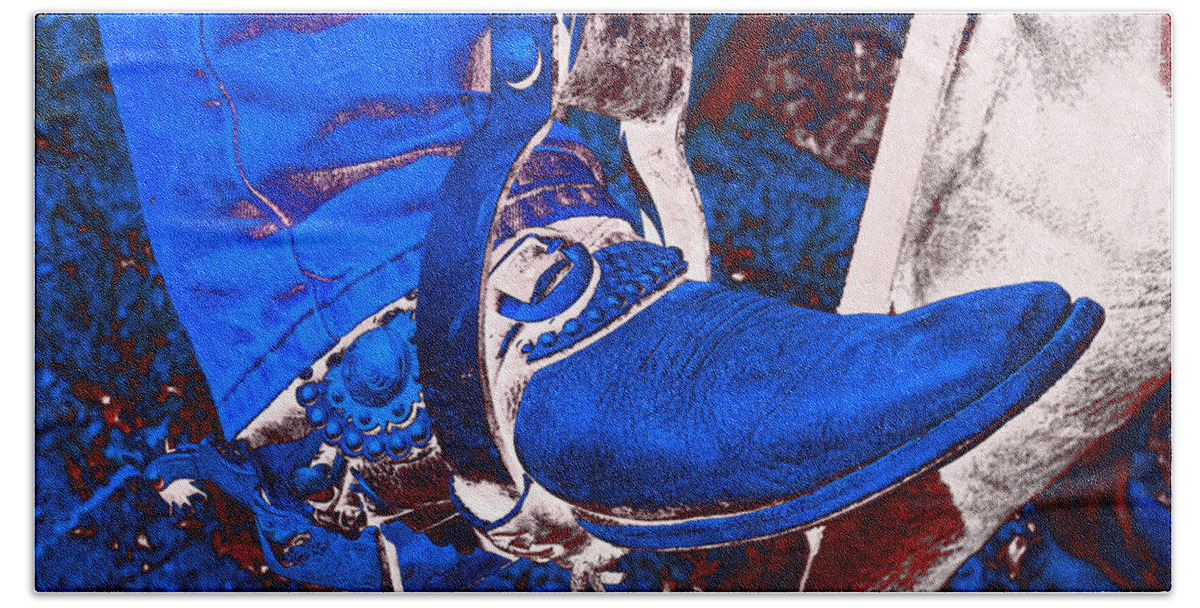 Electric Beach Towel featuring the photograph Electric Cowboy Boot by Amanda Smith