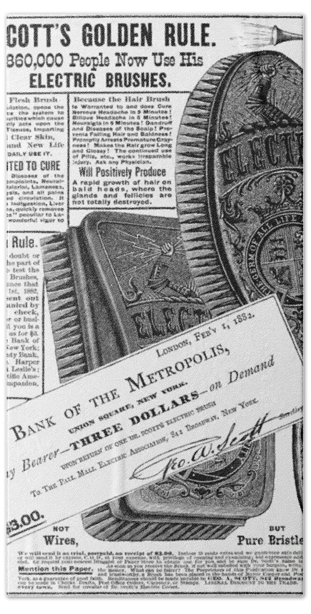1882 Beach Towel featuring the photograph Electric Brushes, 1882 by Granger