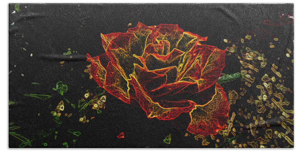 Flower Beach Towel featuring the photograph Electric Rose by Donna Brown