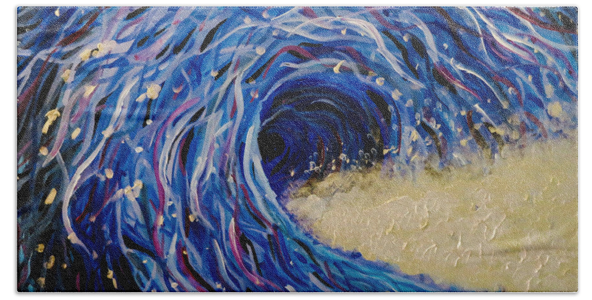 Waves Beach Towel featuring the painting Electric Wave by Joel Tesch