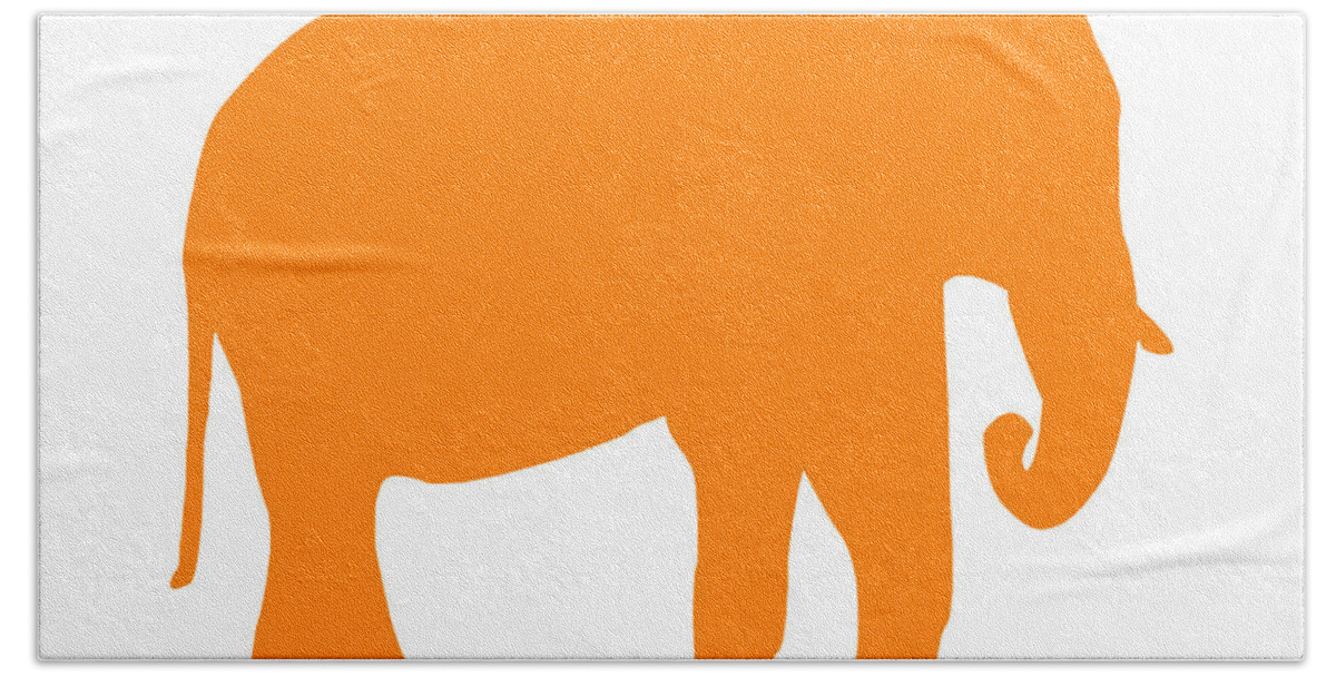 Graphic Art Beach Towel featuring the digital art Elephant in Orange and White by Jackie Farnsworth