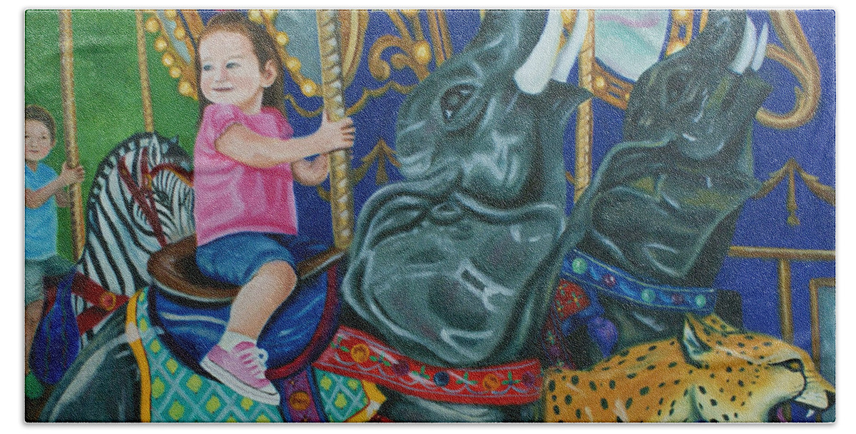 Carnival Beach Sheet featuring the painting Elephant Ride by Jill Ciccone Pike