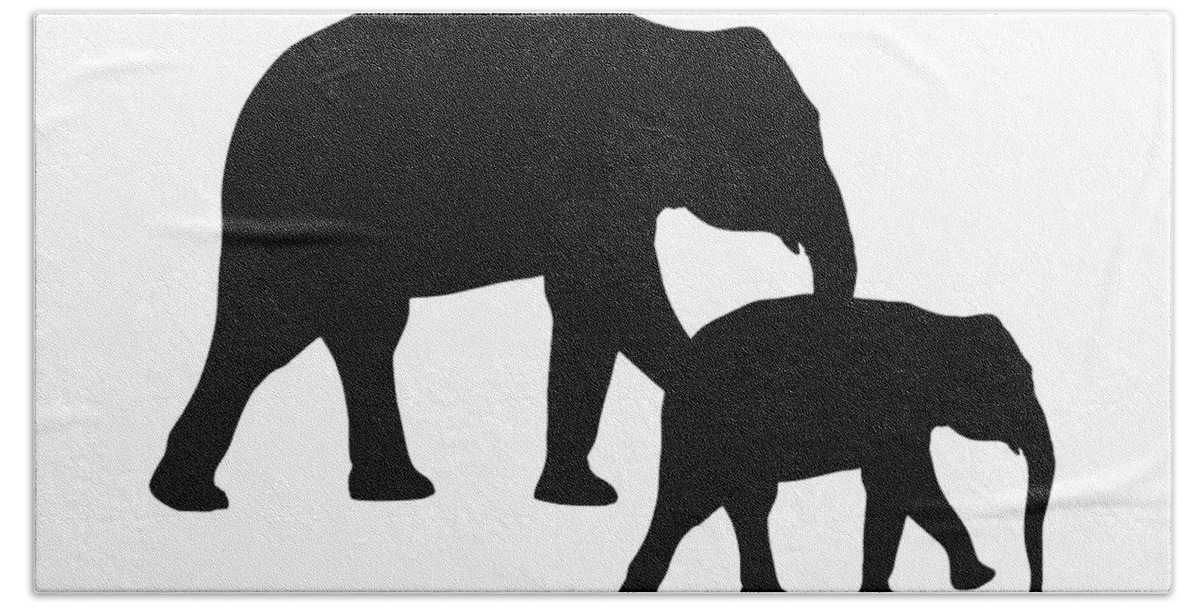 Graphic Art Beach Towel featuring the digital art Elephants in Black and White by Jackie Farnsworth