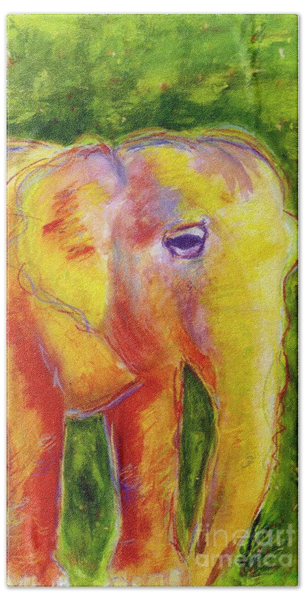 Elephant Beach Towel featuring the painting Elle by Beth Saffer