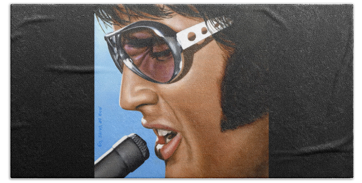 Elvis Beach Towel featuring the painting Elvis 24 1970 by Rob De Vries