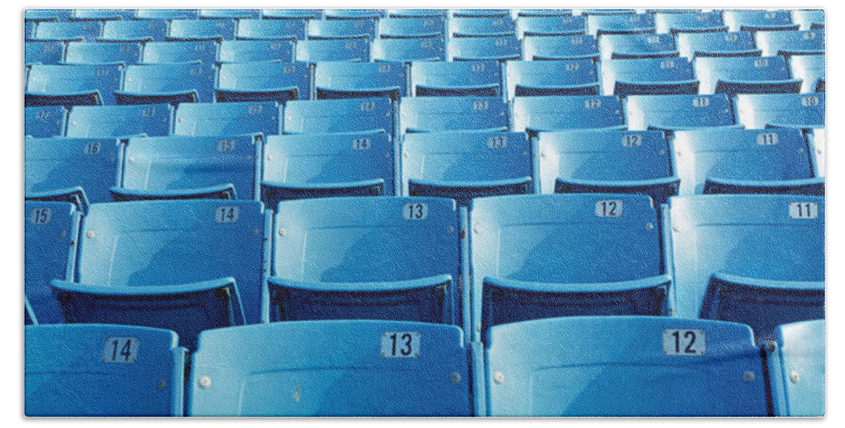 Photography Beach Towel featuring the photograph Empty Blue Seats In A Stadium, Soldier by Panoramic Images