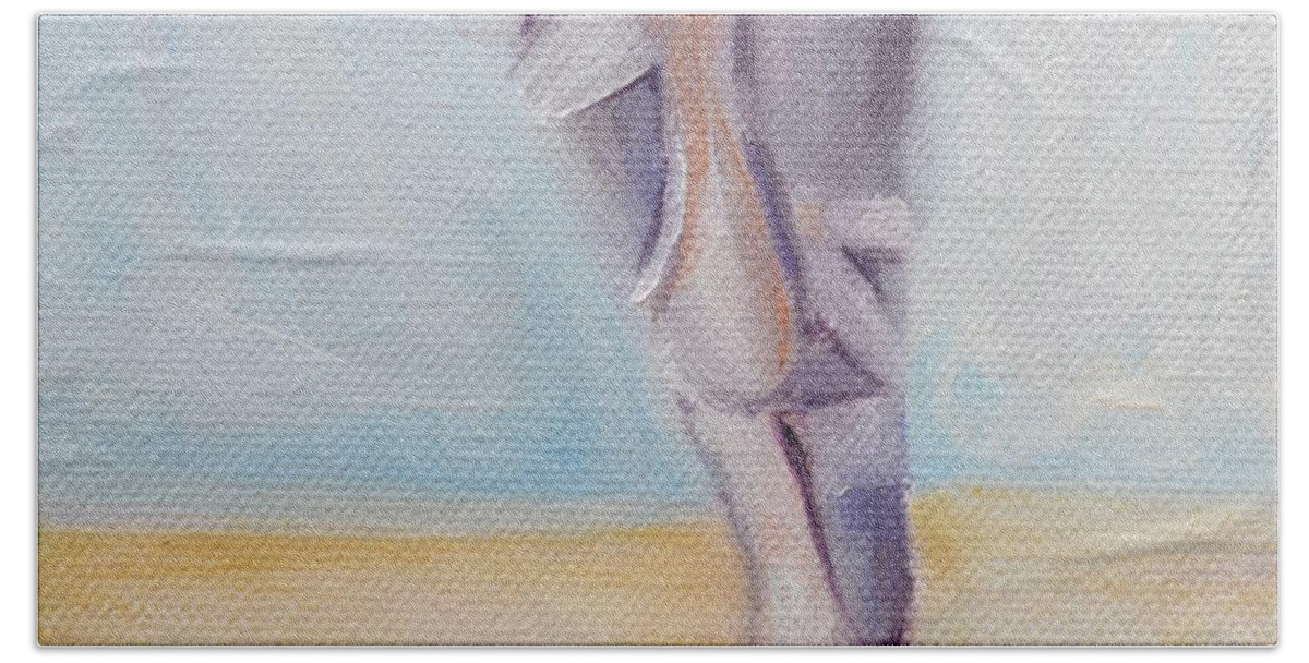 Ballet Beach Towel featuring the painting En Pointe by Donna Tuten