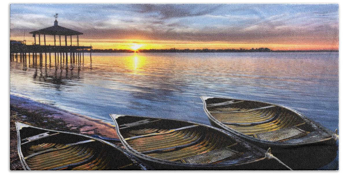 Boats Beach Towel featuring the photograph End of the Day by Debra and Dave Vanderlaan