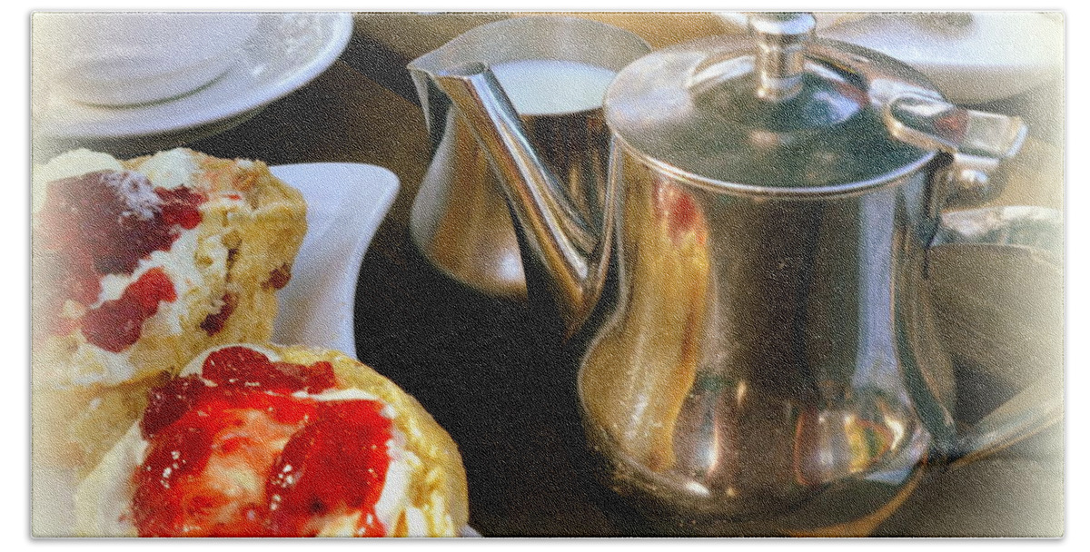 Tea Beach Sheet featuring the photograph English Cream Tea by Carla Parris